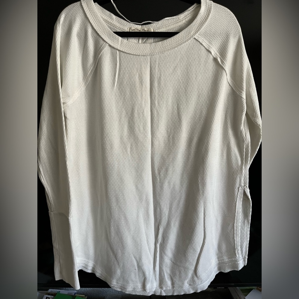 NWOT Free People Staycation Thermal Top, White - L